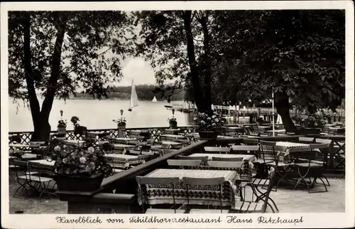 Ak Berlin Wilmersdorf Grunewald Schildhorn, Havelblick vom Schildhorn Restaurant