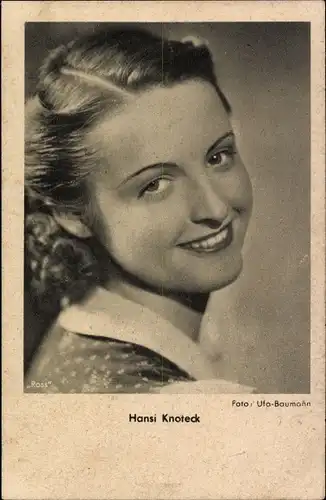 Ak Schauspielerin Hansi Knoteck, Portrait, Ross Verlag