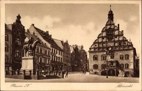 Ak Plauen im Vogtland,  Altmarkt, Pelzwarengeschäft, König Albert-Denkmal