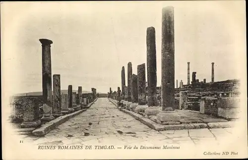 Ak Timgad Algerien, Ruines Romaines, Voie du Decumanus Maximus