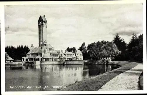 Ak Hoenderloo Gelderland, Jachtslot St. Hubertus, Vakantieoord 't Veluws Hof