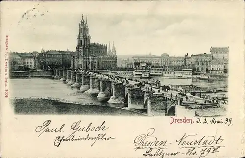 Ak Dresden Altstadt, Panorama, Brücke