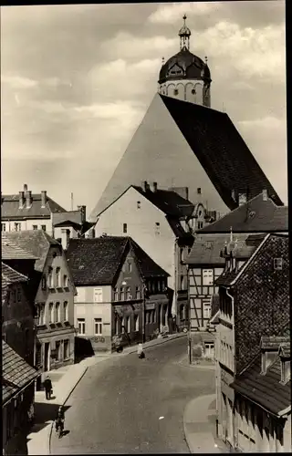 Ak Neustadt an der Orla, Straßenpartie mit Kirche