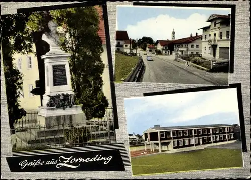 Ak Zorneding in Oberbayern, Denkmal, Straßenansicht