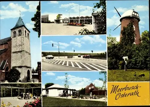 Ak Osterath Meerbusch am Niederrhein, Windmühle, Kirche, Stadtansichten