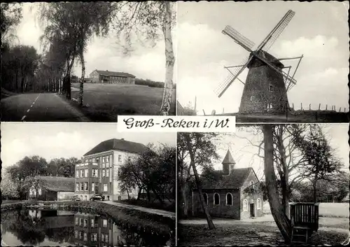 Ak Groß Reken in Westfalen, Windmühle, Kapelle, Landhaus