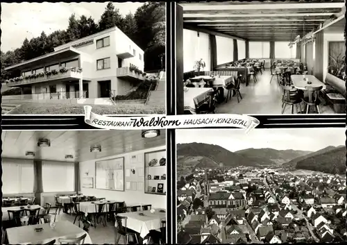 Ak Hausach im Schwarzwald, Restaurant Waldhorn, Innen- und Außenansicht, Panorama