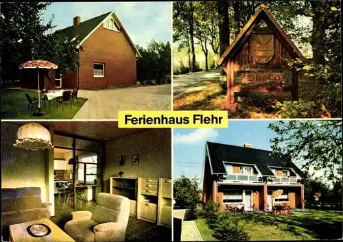 Ak Bippen Niedersachsen, Ferienhaus Flehr, Innen- und Außenansicht