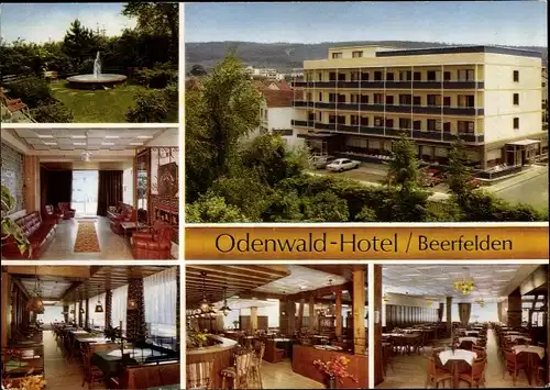 Ak Beerfelden Oberzent im Odenwald, Hotel Odenwald, Innen- und Außenansicht
