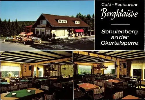 Ak Schulenberg Clausthal Zellerfeld im Oberharz, Okertalsperre, Cafe-Restaurant Bergklause