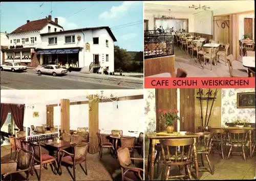 Ak Weiskirchen im Saarland, Cafe Schuh, Innen- und Außenansicht