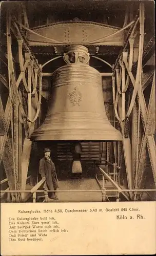 Ak Köln am Rhein, Kaiserglocke, Gedicht