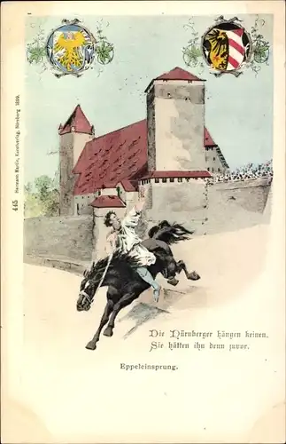 Ak Nürnberg in Mittelfranken, Eppeleinsprung, Wappen, Pferd