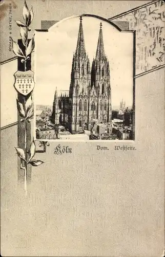 Passepartout Ak Köln am Rhein, Dom, Westseite, Wappen
