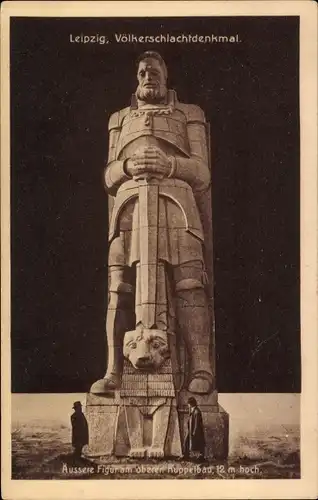 Ak Leipzig in Sachsen, Völkerschlachtdenkmal, äußere Figur am oberen Kuppelbau