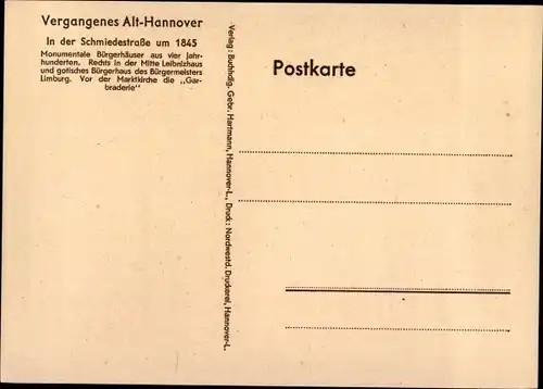 Künstler Ak Hapke, K., Hannover in Niedersachsen, In der Schmiedestraße um 1845