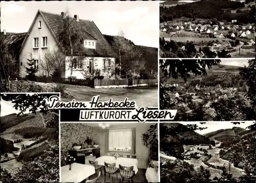 Ak Liesen Hallenberg Sauerland, Pension Harbecke, Außenansicht, Speisesaal, Ortsansichten