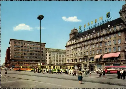 Ak Essen im Ruhrgebiet, Bahnhofsvorplatz, Hotel Handelshof, Hauptpost, Straßenbahn