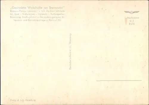 Ak Pötrau Büchen in Lauenburg, Gaststätte Waldhalle am Steinautal, Inh. Herbert Schnürle