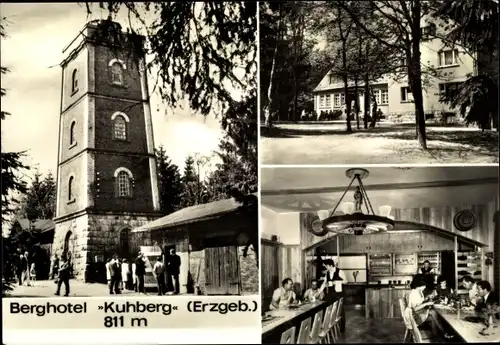 Ak Stützengrün im Erzgebirge Sachsen, Kuhberg, Berghotel, Außenansicht, Speisesaal