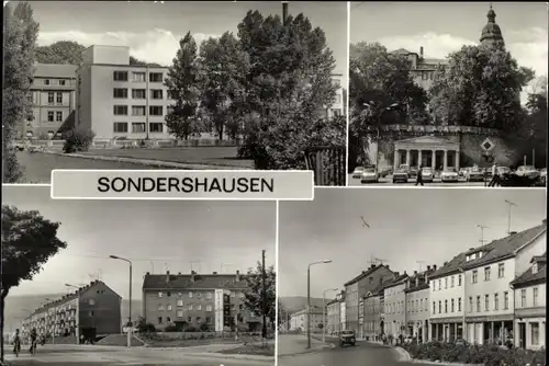 Ak Sondershausen im Kyffhäuserkreis Thüringen, Kreiskrankenhaus, Markt mit Alter Wache, Leninallee