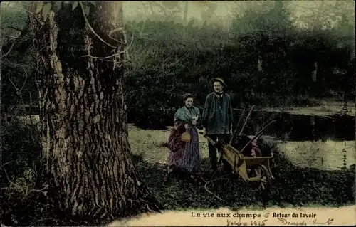 Ak La vie aux champs, retour du lavoir