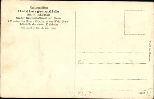 Ak Haan Nordrhein Westfalen, Heidberger Mühle, Ittertal