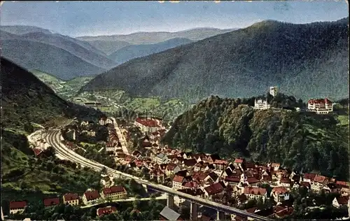 Ak Hornberg im Schwarzwald, Panoramablick auf den Ort