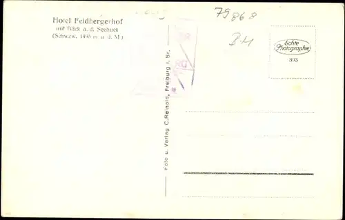 Ak Feldberg im Schwarzwald, Hotel Feldbergerhof mit Blick a.d. Seebuck