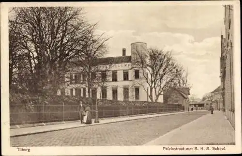 Ak Tilburg Nordbrabant Niederlande, Paleisstraat met R. H. B. School