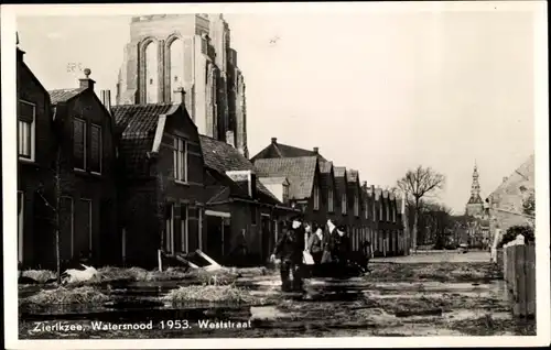 Ak Zierikzee Zeeland, Watersnood 1953, Weststraat