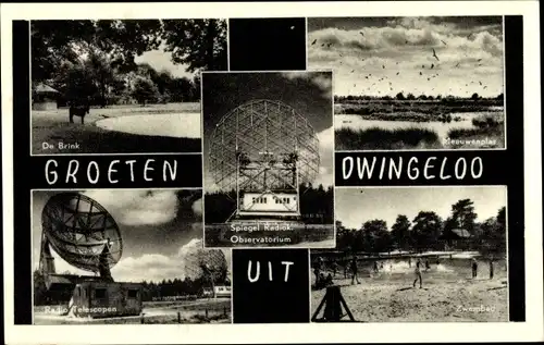 Ak Dwingeloo Drenthe Niederlande, De Brink, Meeuwenplas, Radio Telescopen, Zwembad