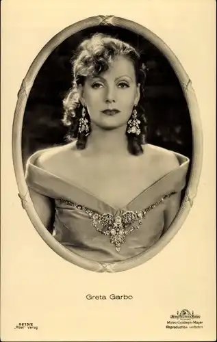 Ak Schauspielerin Greta Garbo, Portrait, MGM, Ross