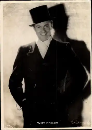 Ak Schauspieler Willy Fritsch, Portrait, Zylinder, Autogramm