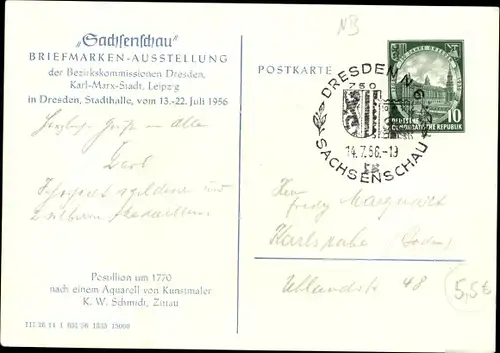 Künstler Ak Schmidt, Dresden, 750 Jahrfeier, Briefmarkenausstellung Sachsenschau, Postillion um 1770