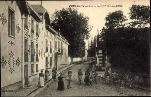 Ak Crezancy Aisne, Route de Conde-en-Brie