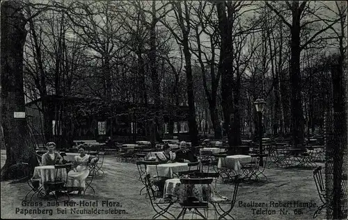 Ak Papenberg Haldensleben in Sachsen Anhalt, Kurhotel Flora, Garten