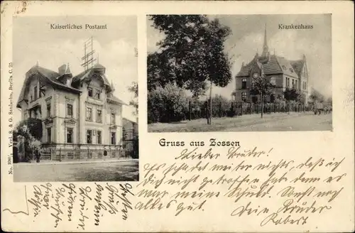 Ak Zossen in Brandenburg, Kaiserliches Postamt, Krankenhaus