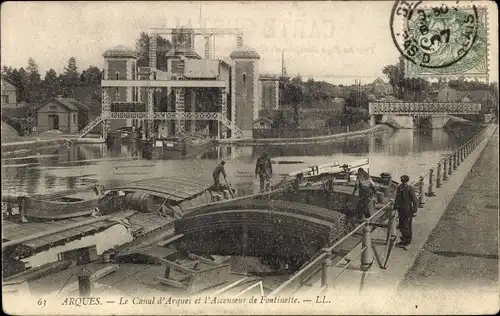 Ak Arques Pas de Calais, Le Canal d'Arques et L'Ascenseur de Fontinette