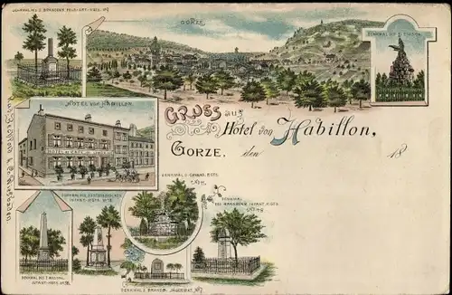 Litho Gorze Moselle, Hotel von Habillon, Denkmal, Totalansicht