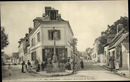 Ak Louviers Eure, Carrefour de la Croix de Beaulieu