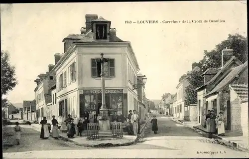 Ak Louviers Eure, Carrefour de la Croix de Beaulieu