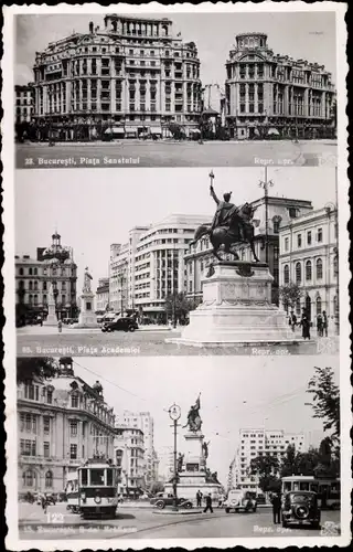 Ak Bukarest Rumänien, Piata Senatului, Academiei, Tram