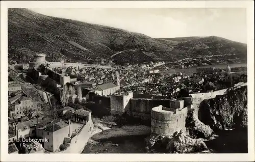 Ak Ragusa Dubrovnik Kroatien, Panorama, Stadtmauer