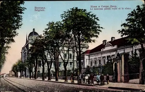 Ak Belgrad Beograd Serbien, Le nouveau palais royal et le vieux
