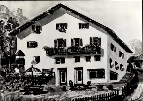 Künstler Ak Burgusio Burgeis im Vinschgau Südtirol, Ferienheim Wegmann