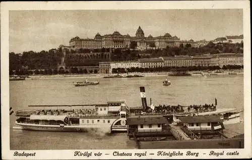 Ak Budapest Ungarn, Königliche Burg, Salondampfer
