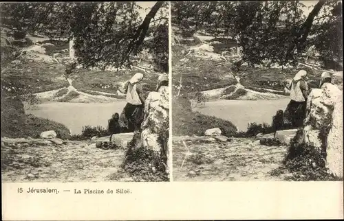 Stereo Ak Jerusalem Israel, La Piscine de Siloe, Einheimische, Amphoren