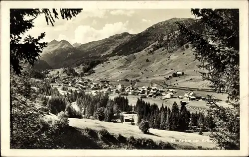 Ak St. Anton am Arlberg Tirol Österreich, Durchblick zum Ort