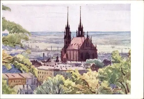 Künstler Ak Jarosl. Kousek, Brno Brünn Südmähren, Petersdom